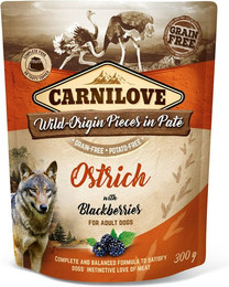 Produktbild von CARNILOVE Pieces in Paté 300 Gramm Hundenassfutter 12 x 300 Gramm Ostrich with Blackberries