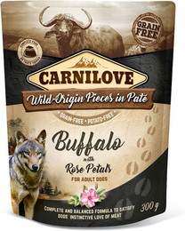 Produktbild von CARNILOVE Pieces in Paté 300 Gramm Hundenassfutter Sparpaket 24 x 300 Gramm Buffalo with Rose Petats