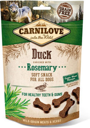 Produktbild von CARNILOVE Soft Snack 200 Gramm Hundesnacks Sparpaket 10 x 200 Gramm Duck & Rosemary