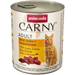 Produktbild von Carny Katzen Nassfutter Rind, Huhn & Entenherzen - 6 x 800 g