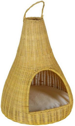 Produktbild von Casa Moro Katzenzelt Rattan Katzenhaus TIPI mit Kissen