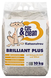 Produktbild von Cat & Clean Brilliant Plus Katzenstreu mit Babypuderduft und Silikat - 2 x 10 kg