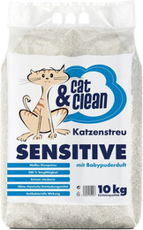 Produktbild von Cat & Clean Sensitive mit Babypuderduft - 2 x 10 kg