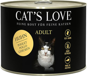 Produktbild von Cat's Love Adult 200g Dose Katzennassfutter Sparpaket 12 x 200 Gramm Huhn Pur mit Leinöl & Brennnessel