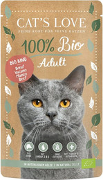 Produktbild von Cat's Love Adult Bio 100 Gramm Katzennassfutter 12 x 100 Gramm Rind