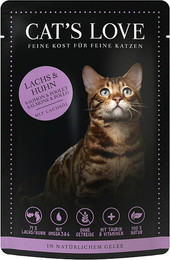 Produktbild von Cat's Love Adult Mix 85g Beutel Katzennassfutter Sparpaket 24 x 85 Gramm Lachs & Huhn mit Lachsöl