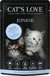 Produktbild von Cat's Love Junior 85g Beutel Katzennassfutter Sparpaket 24 x 85 Gramm Kalb Pur mit Eierschalen & Lachsöl