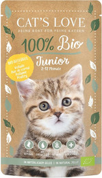 Produktbild von Cat's Love Junior Bio Geflügel Katzennassfutter 12 x 100 Gramm
