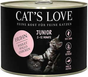 Produktbild von Cat's Love Junior Huhn Pur mit Seealgen & Distelöl - 12 x 200 g