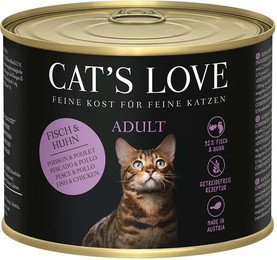 Produktbild von Cat's Love Nassfutter Fisch und Huhn mit Petersilie und Lachsöl 6x200g