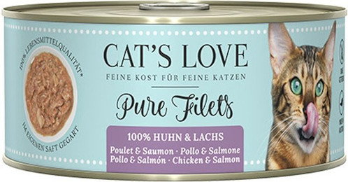 Produktbild von Cat's Love Pure Filets 100g Dose Katzennassfutter Sparpaket 12 x 100 Gramm Lachs & Huhn