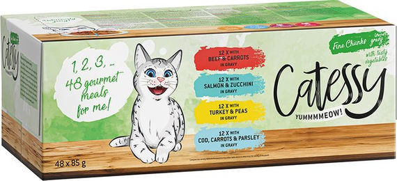 Produktbild von Catessy Delikatess-Häppchen mit Gemüse in Sauce Mix mit 4 Sorten - 96 x 85 g