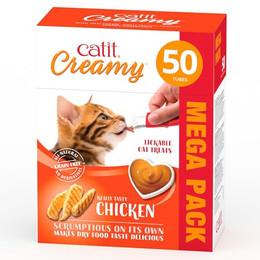 Produktbild von Catit Creamy flüssigkeitsspendende Leckpaste für Katzen mit Huhn - 50 x 10 g