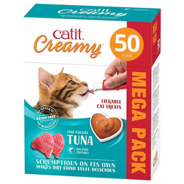 Produktbild von Catit Creamy flüssigkeitsspendende Leckpaste für Katzen mit Thunfisch - 50 x 10 g