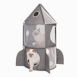 Produktbild von Catit Vesper Turm in Raketenform mit Schlafkissen