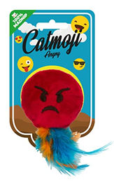 Produktbild von Catmoji Spielzeug mit Federn für Katzen Emoji Cat Angry (mit Madnip) - 6 cm