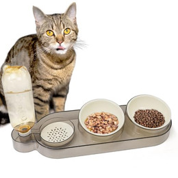 Produktbild von CATOBEL Katzen Futternapf Dinner Station mit 2 Näpfen und Wasserspender