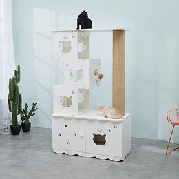 Produktbild von CatS Design 2 in 1 Kratzbaum & Katzentoilette Weiß