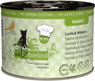 Produktbild von catz finefood Ragout No.605 Lachs & Wildente 6x190g