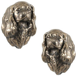 Cavalier King Charles Spaniel Hängende Büste Hundestatue braun – Bild 1 von 6