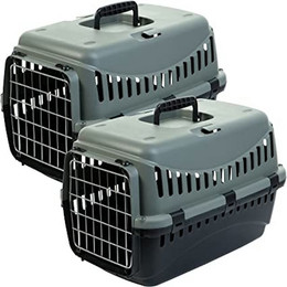 Produktbild von Centi Tiertransportbox Katzentransportbox 30x44x30 cm grau Kunststoff mit Metallgitter