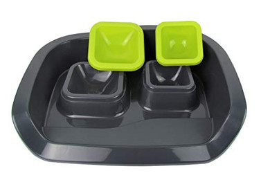 Produktbild von Centini Futterstation mit zwei Näpfen Easy Clean Grün