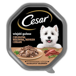Produktbild von Cesar Landragout Nassfutter für ausgewachsene Hunde mit Truthahn, Rind und Kräutern - 6 x 150 g