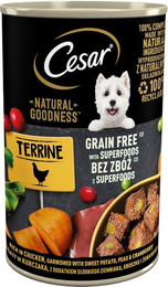 Produktbild von Cesar Natural Goodness Nassfutter reich an Huhn mit Süßkartoffeln, Erbsen und Preiselbeeren - 12 x 400 g