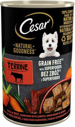 Produktbild von Cesar Natural Goodness Nassfutter reich an Rindfleisch mit Karotten, grünen Bohnen und Kräutern - 12 x 400 g