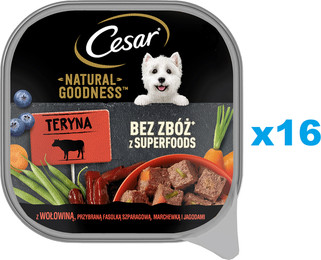 Produktbild von CESAR Natural Goodness Schale mit Rindfleisch, grünen Bohnen, Karotten und Beeren - 16 x 100 g