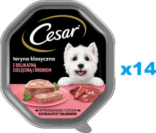 Produktbild von CESAR Schale Kalbfleisch und Geflügel Nassfutter für Hunde - 14 x 150 g