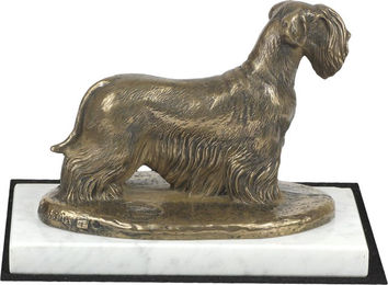 Produktbild von Cesky Terrier Hundefigur auf weißem Marmorsockel