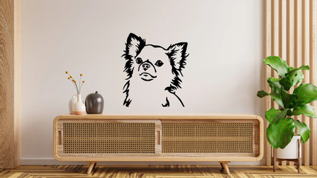 Produktbild von Chihuahua Langhaar Kopf Wandtattoo Wandbild Wandsticker Wandaufkleber Wanddekoration