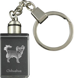Produktbild von Chihuahua long-haired - Crystal key ring with dog photo, illuminated key ring, unique gift by Art-Dog brand transparent