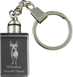 Produktbild von Chihuahua short-haired, Chihuahua smooth - Crystal key ring with dog photo, illuminated key ring, unique gift by Art-Dog brand transparent