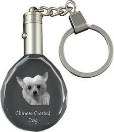 Produktbild von Chinese Crested Dog, Puff - pendant with a photo of a dog, crystal key ring in a gift box, a unique gift by Art-Dog transparent