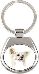 Produktbild von Chinese Crested Dog Puff Schlüsselanhänger aus Metall