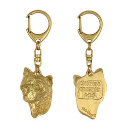 Chinese Crested Dog Puff Schlüsselanhänger vergoldet – Bild 1 von 7