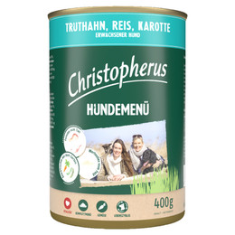 Produktbild von Christopherus Hundemenü Adult mit Truthahn, Reis und Karotte - 6 x 400 g