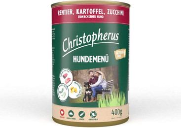 Produktbild von Christopherus Hundemenü mit Rentier, Kartoffel und Zucchini 24x400g