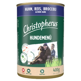 Produktbild von Christopherus Hundemenü Senior mit Huhn, Reis und Broccoli - 6 x 400 g
