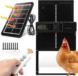 Produktbild von Clanmacy Automatische Solar-Hühnerklappe aus Aluminium mit Timer und Einklemmschutz