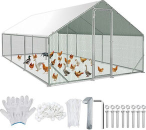 Clanmacy Hühnerstall 3x6x2m Hühnerstall aus Stahl mit UV-beständiger Abdeckung Voliere – Bild 1 von 5