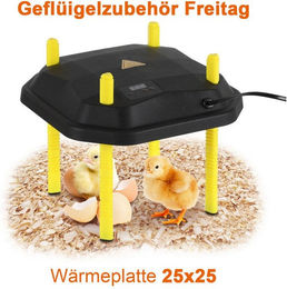 Clanmacy Hühnerstall Küken-Wärmeplatte 25x25cm 30W Heizplatte Temperaturregler Schwarz/Gelb, für Haustiere Geflügel Küken Kätzchen Hühner Farm Frostschutz – Bild 1 von 5