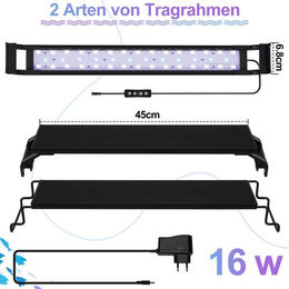 Produktbild von Clanmacy LED Aquariumleuchte 35-105cm verstellbar 16W - 16 cm