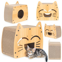 COIL Kratztonne Katzenhöhle, Katzenkratzbaum, Katzenbett, Katzenliege, Umweltfreundliches Bett, Kratzpappe, MDF – Bild 1 von 9