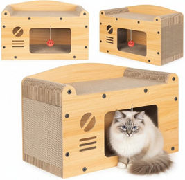 COIL Kratztonne Katzenhöhle, Katzenkratzbaum, Katzenbett, Katzenliege, Umweltfreundliches Bett, Kratzpappe, MDF – Bild 1 von 5