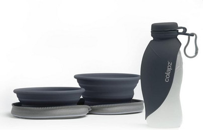 Produktbild von Colapz Napf-Set mit faltbaren Hundenäpfen und Wasserflasche für unterwegs - 570 ml