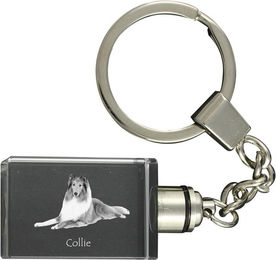 Produktbild von Collie Rough, Langhaarcollie - Kristall-Schlüsselanhänger mit Hundefoto, beleuchteter Schlüsselanhänger, einzigartiges Geschenk der Marke Art-Dog transparent