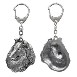 Collie Rough Langhaarcollie versilberter Schlüsselanhänger – Bild 1 von 5
